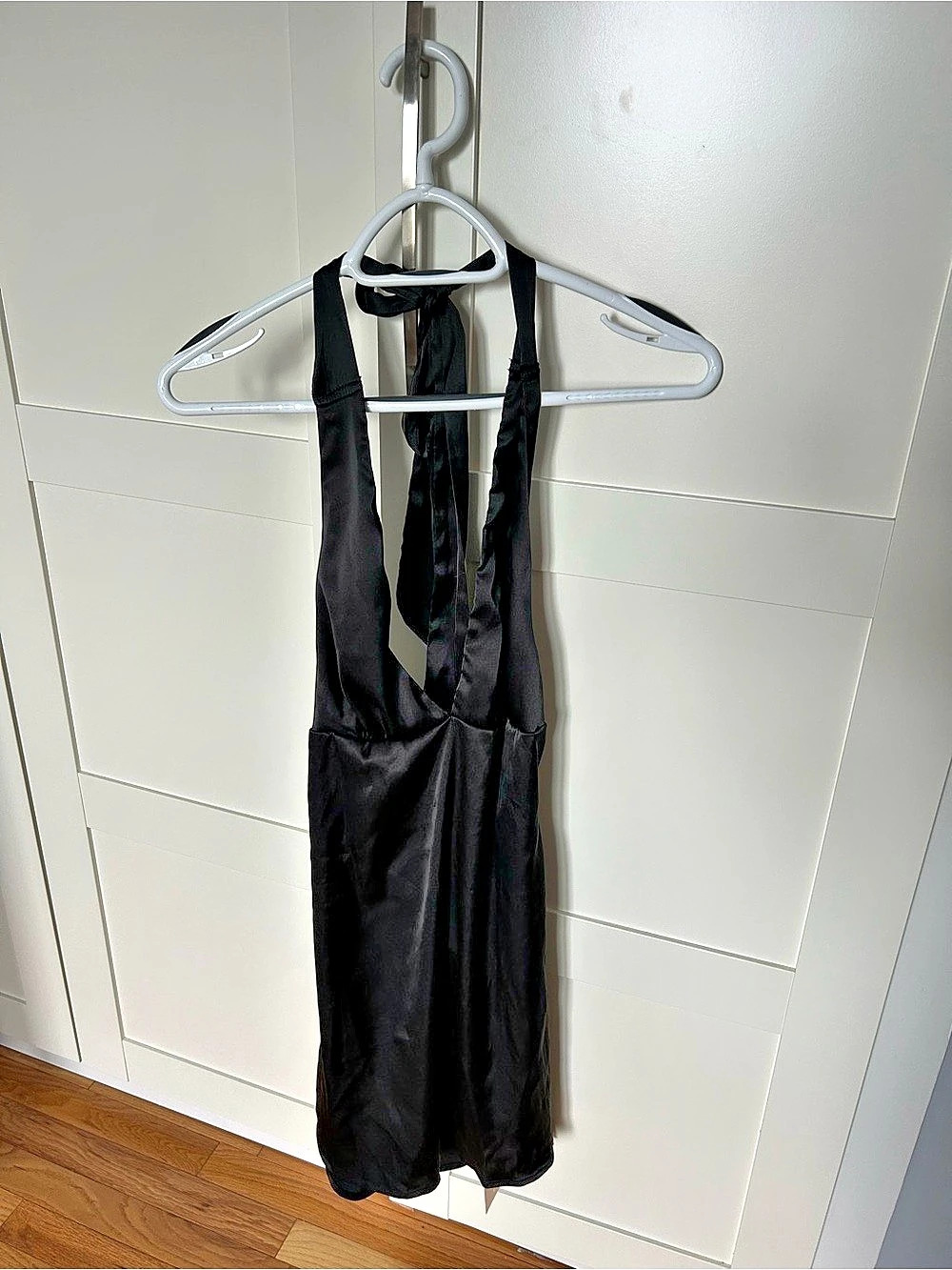 SHEINBAE Black Backless Satin Mini Dress NWT